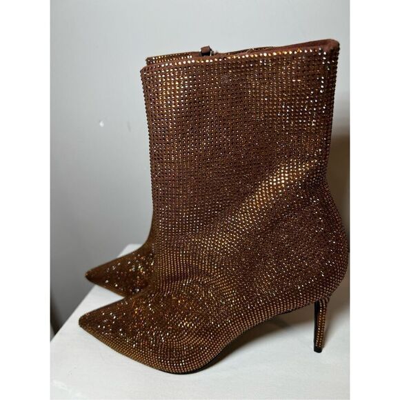 NEW Black Suede Studio Women's Brown Dahlia Embellished Pointed Boots Size 40 NW - Picture 5 of 10